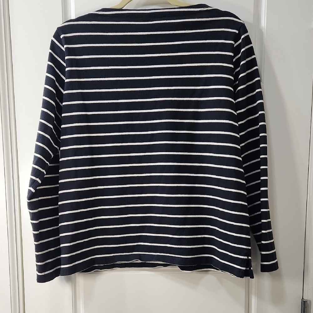 Uniqlo Women's Black and White Striped Boatneck Top Large - Picture 5 of 7